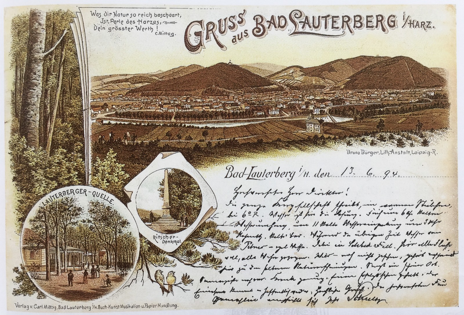 Alte Postkarte aus Bad Lauterberg