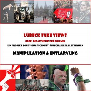 Eine Ankündigung für die Ausstellung "Lübeck Fake Views"