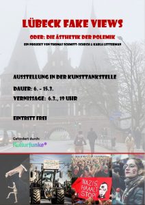 Plakat zur Ausstellung "Lübeck Fake Views"